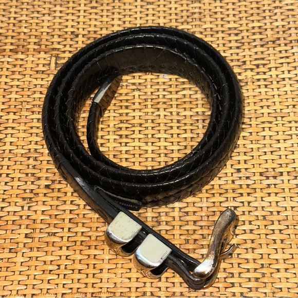 Crookhorn Men’s 40 BARRY KIESELSTEIN Style Black Lizard Skin Print Belt Buckle